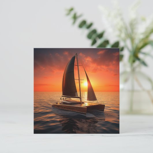 Catamaran Boat Gift Kaart (Staand voorkant)