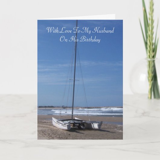 Catamaran Boat Personalised Husband Birthday Kaart (Voorkant)