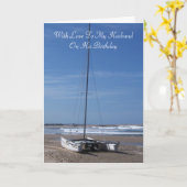 Catamaran Boat Personalised Husband Birthday Kaart (Gele Bloem)