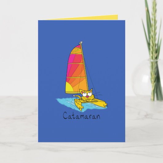 Catamaran - Funny Cat Sailing Wenskaart Kaart (Voorkant)