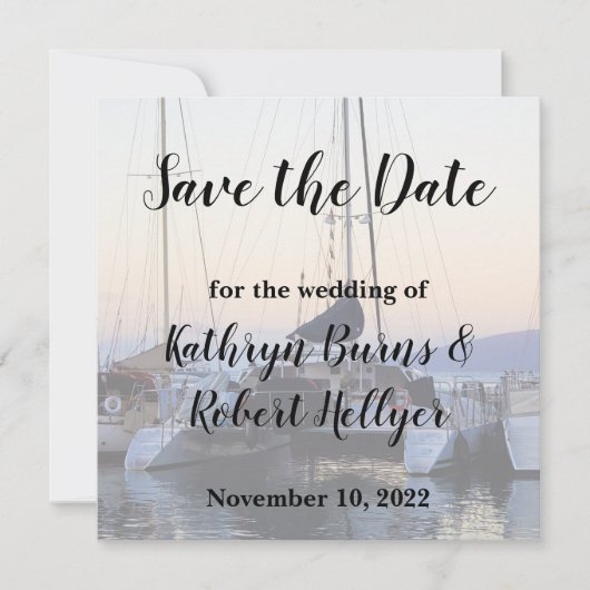 Catamaran in Lahaina Harbor Huwelijk Save the Date Aankondiging (Voorkant)