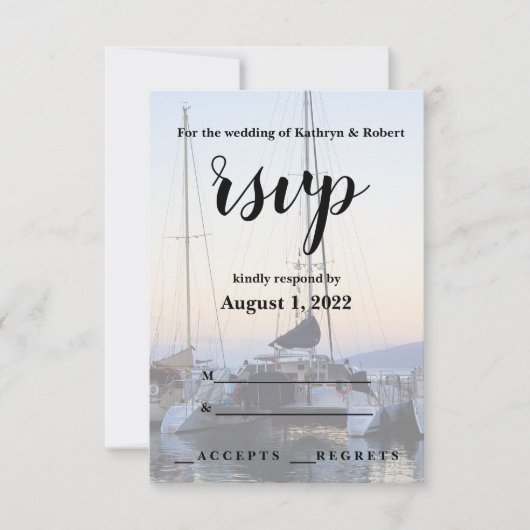 Catamaran in Lahaina Harbour Wedding RSVP (Voorkant)