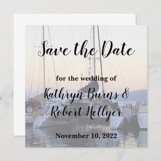 Catamaran in Lahaina Harbour Wedding Save the Date Aankondiging (Voorkant / Achterkant)