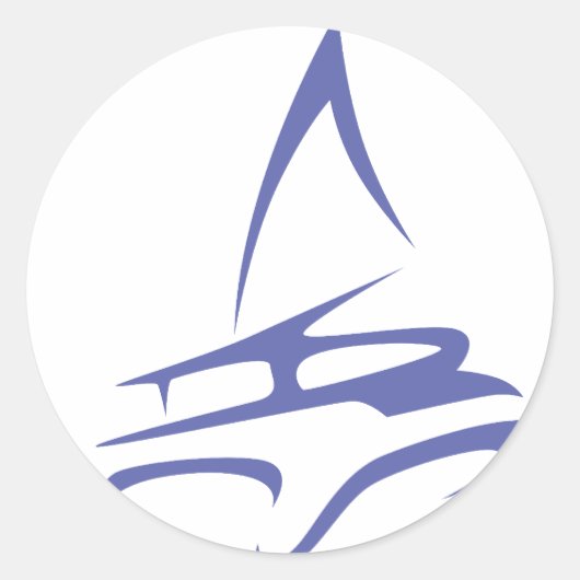 Catamaran in Swish Tekening Stijl Ronde Sticker (Voorkant)