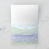 Catamaran Mountain Lake Waterverf Happy Birthday Kaart (Binnen)