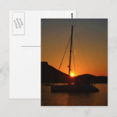 Catamaran op zonsondergang Ibiza. Briefkaart (Voorkant / Achterkant)
