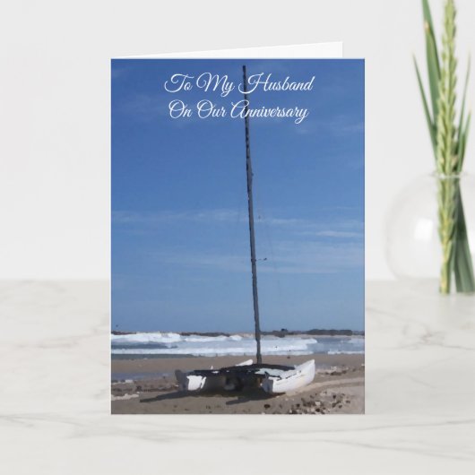 Catamaran Personalized Husband Wedding Jubileum Kaart (Voorkant)