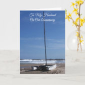 Catamaran Personalized Husband Wedding Jubileum Kaart (Gele Bloem)