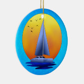 Catamaran Sailing Keramisch Ornament (Rechts)