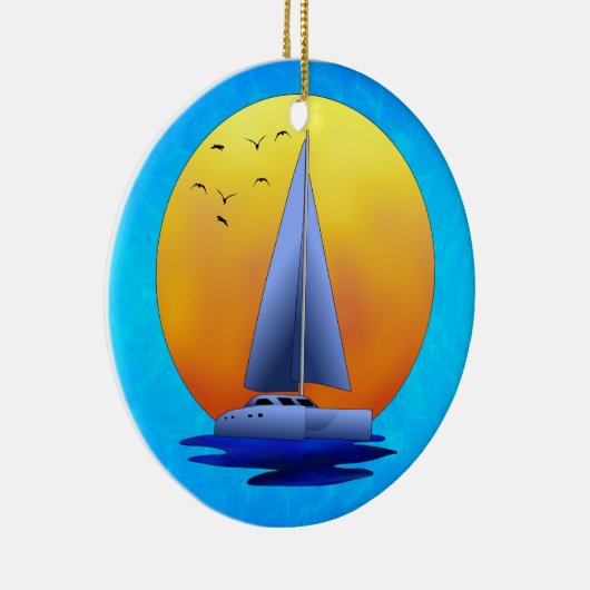 Catamaran Sailing Keramisch Ornament (Rechts)