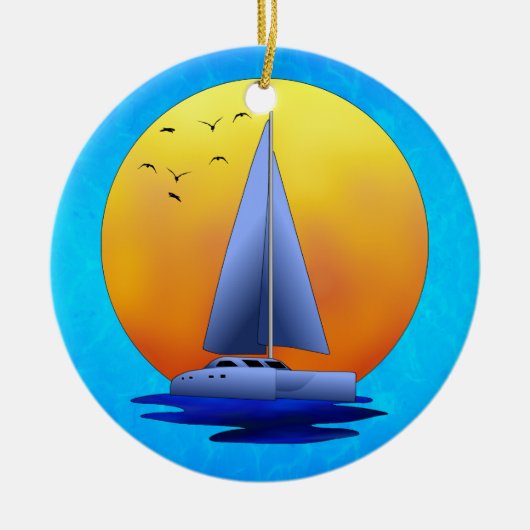 Catamaran Sailing Keramisch Ornament (Voorkant)