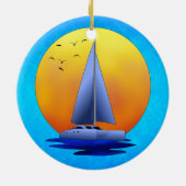 Catamaran Sailing Keramisch Ornament (Achterkant)