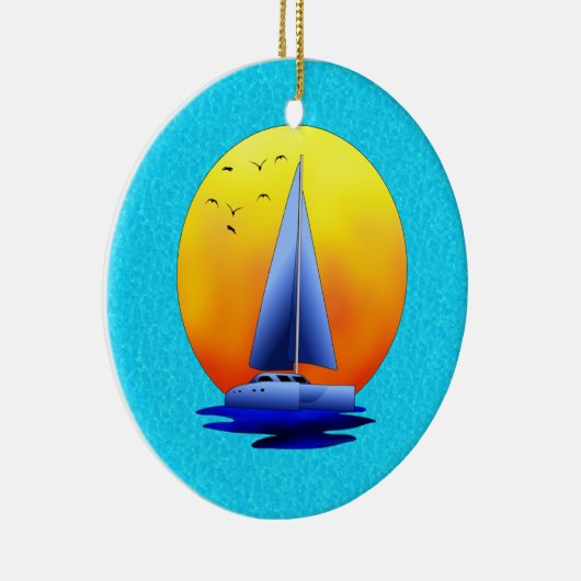 Catamaran Sailing Keramisch Ornament (Rechts)