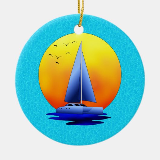 Catamaran Sailing Keramisch Ornament (Voorkant)