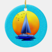 Catamaran Sailing Keramisch Ornament (Achterkant)