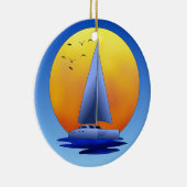 Catamaran Sailing Keramisch Ornament (Rechts)