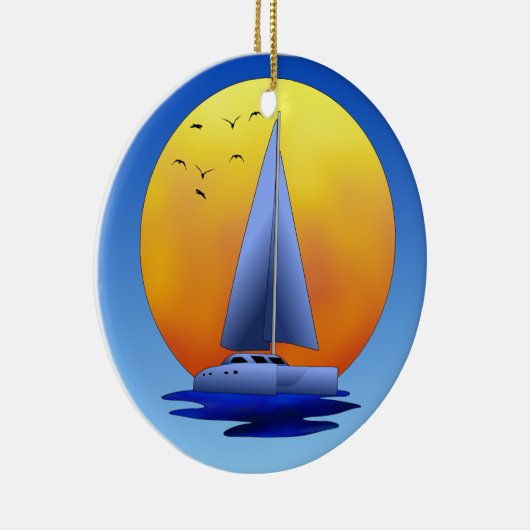 Catamaran Sailing Keramisch Ornament (Rechts)