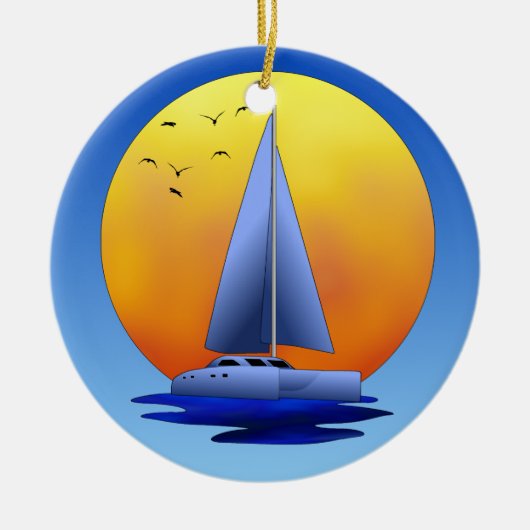 Catamaran Sailing Keramisch Ornament (Voorkant)