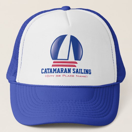 Catamaran Sailing_Pontoon Racing_BlueMoon sjabloon Trucker Pet (Voorkant)