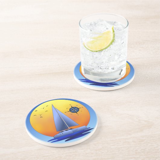 Catamaran Sailing Zandsteen Onderzetter (Zijkant)