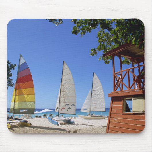 Catamaranen en reddingsboten op strand muismat (Voorkant)