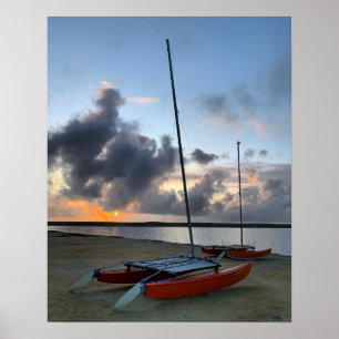 Catamaranen op Sunset Poster