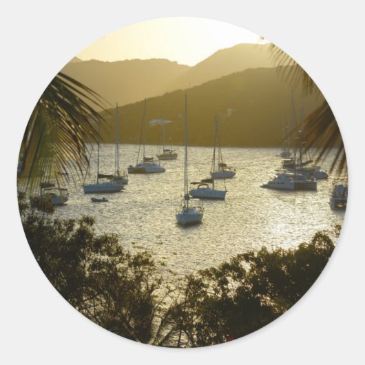 Catamarans en zeilboten ronde sticker (Voorkant)