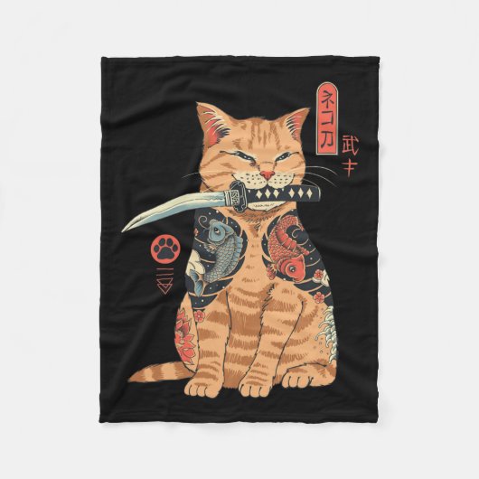 Catana Cat  Schattigee Japans geïnspireerde kat Fleece Deken (Voorkant)