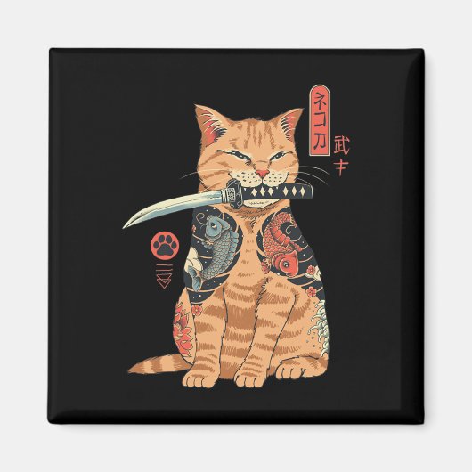 Catana Cat Schattigee Japans geïnspireerde kat Magneet (Voorkant)