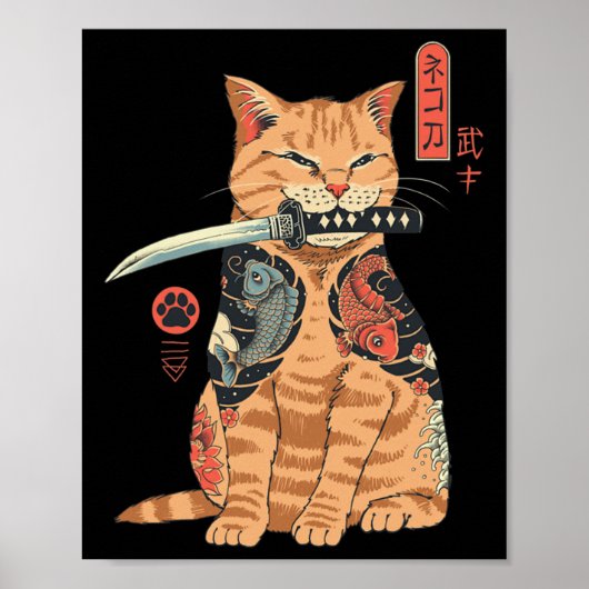 Catana Cat  Schattigee Japans geïnspireerde kat Poster (Voorkant)