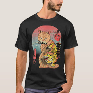 Catana in Edo Cat in bijlage Samurai Cat Japanse k T-shirt