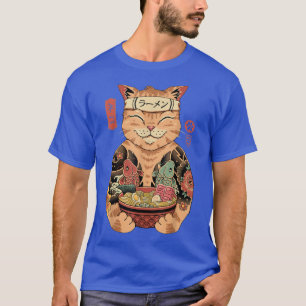 Catana Ramen Cat Tattooed Samurai Cat Japanse kuns T-shirt