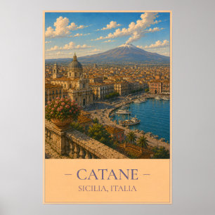 Catania, Italië – Oude Reisposter Poster