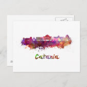 Catania skyline in waterverf briefkaart (Voorkant / Achterkant)