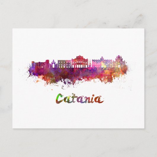 Catania skyline in waterverf briefkaart (Voorkant)