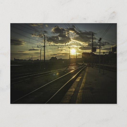 Catania-spoorlijn in zonsondergang briefkaart (Voorkant)