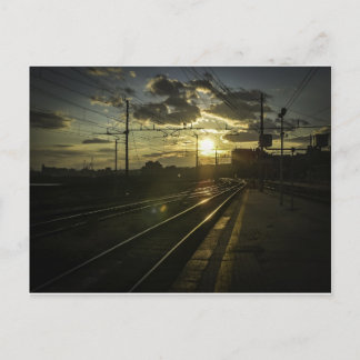 Catania-spoorlijn in zonsondergang briefkaart