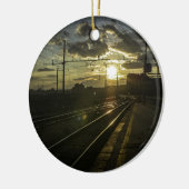 Catania-spoorlijn in zonsondergang keramisch ornament (Links)