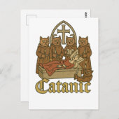 Catanic - middeleeuwse kattencultmeme briefkaart (Voorkant / Achterkant)