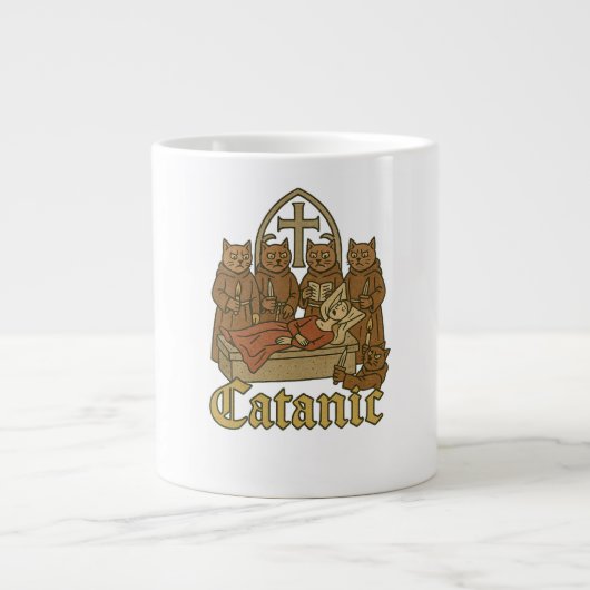 Catanic - middeleeuwse kattencultmeme grote koffiekop (Voorkant)