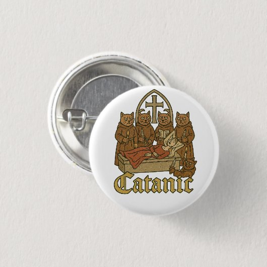 Catanic - middeleeuwse kattencultmeme ronde button 3,2 cm (Voorkant /achterkant)