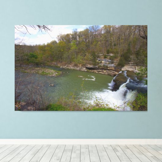 Cataract Herfsten, Bovenste Herfsten, Indiana Canvas Afdruk (Insitu (Houten vloer))