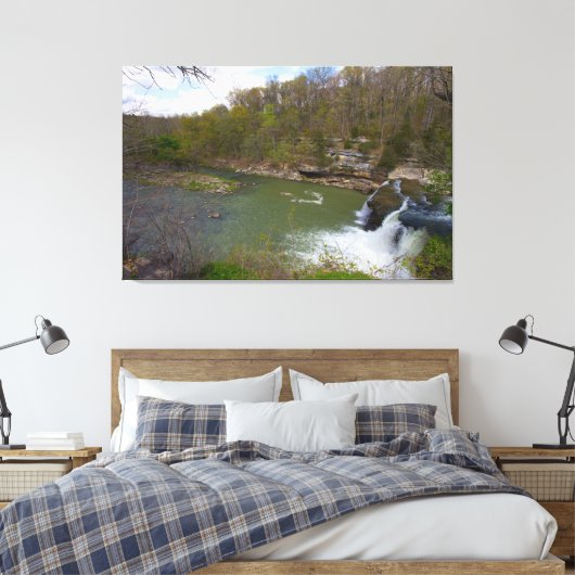 Cataract Herfsten, Bovenste Herfsten, Indiana Canvas Afdruk (Insitu (Slaapkamer))