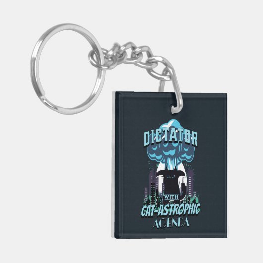 Catastrofaal grappig kattenontwerp sleutelhanger (Voorkant Links)