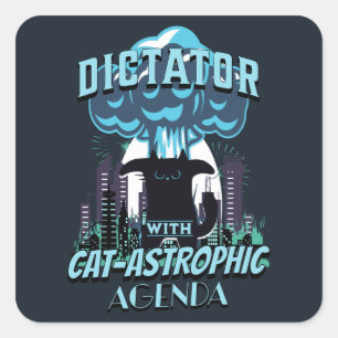 Catastrofaal grappig kattenontwerp vierkante sticker