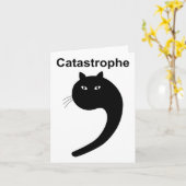Catastrophe Comma Black Cat Funny Gezegde Cat AS A Kaart (Gele Bloem)