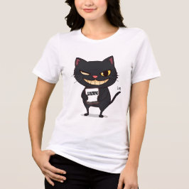 Catastrophe - Mischievous zwarte kat met kwade gri Tri-Blend Shirt