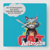 CatAstrophe | No Pockets Chaos Posse  Vierkante Klok (Voorkant)