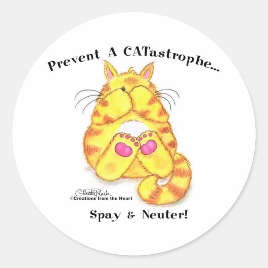 CATastrophe Ronde Sticker (Voorkant)