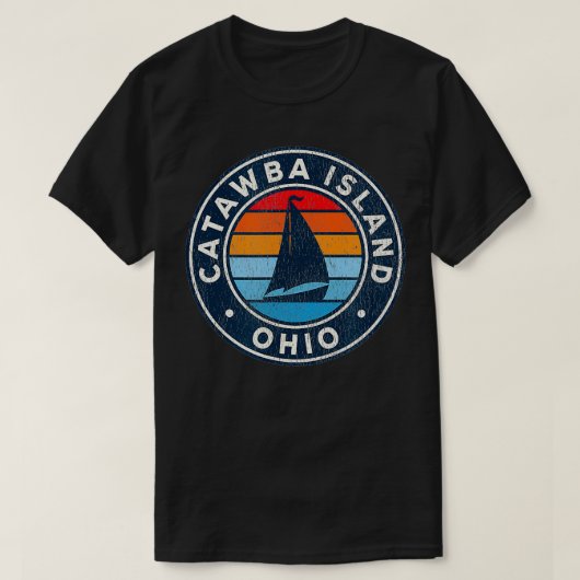 Catawba Island Ohio OH  zeilboot Retro 70s T-shirt (Design voorkant)